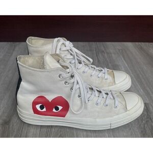 Converse Chuck Taylor Hi Comme Des Garcons Play White Sneakers Men's Size 10